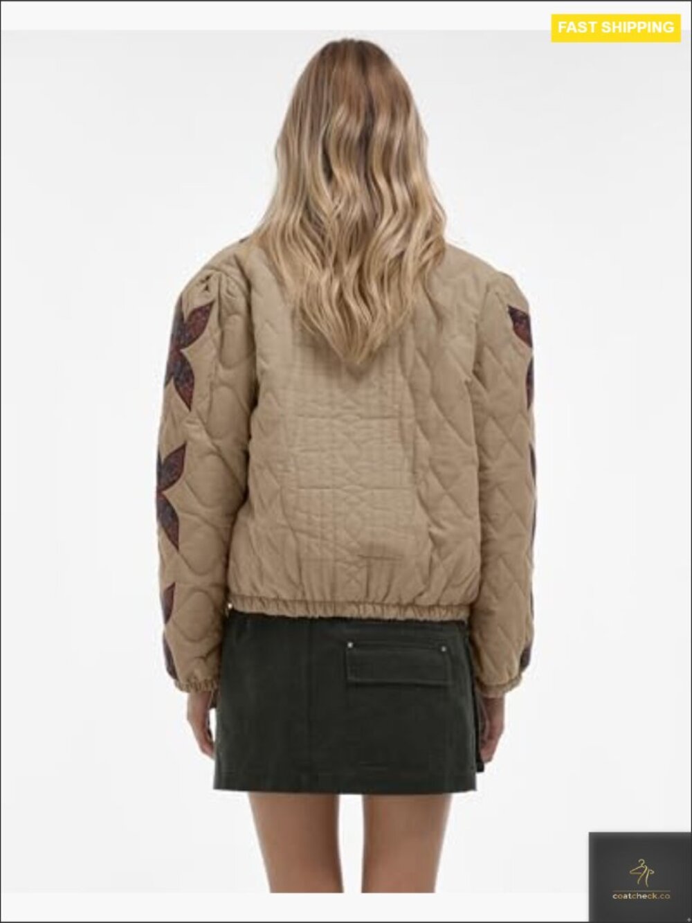 Women's Lightweight Floral Embroidered Cropped Quilted Puffer Jacket Button - Picture 3 of 7
